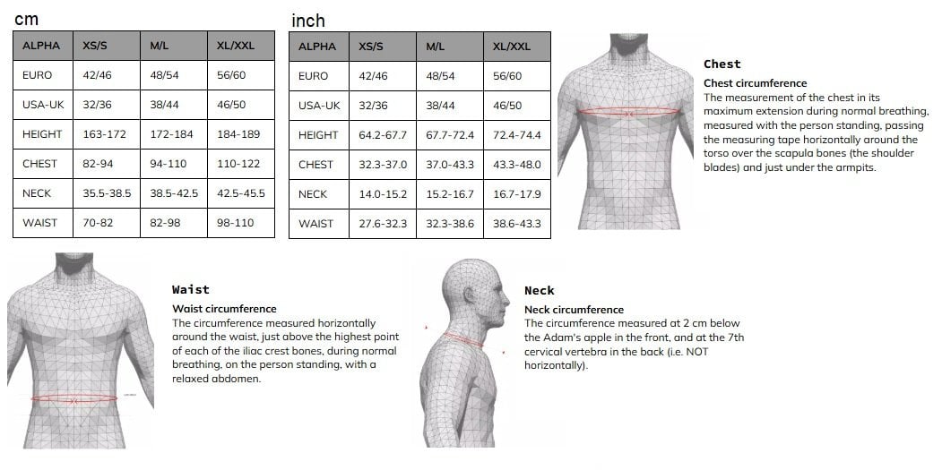 Dainese smart air size chart