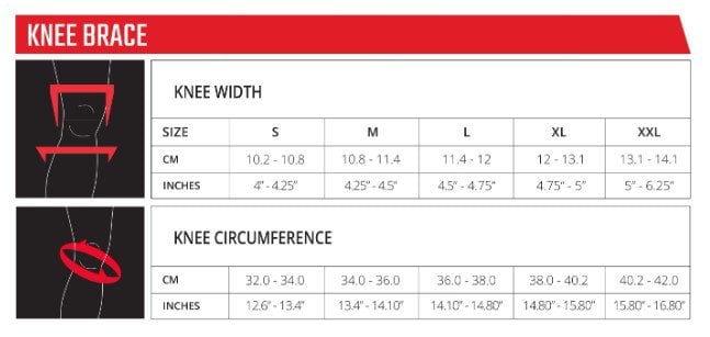 Leatt knee brace size chart
