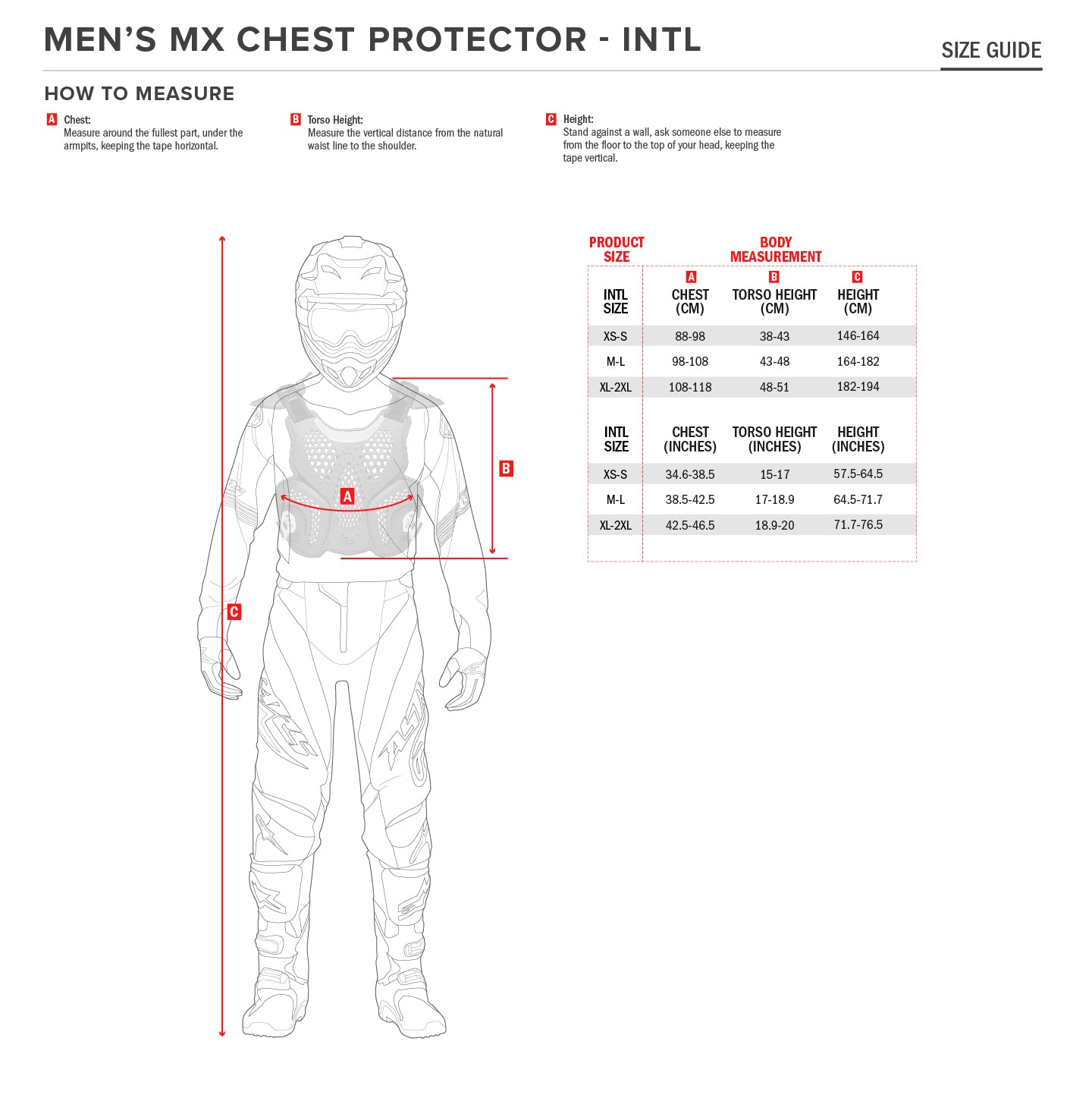 Size Chart Alpinestars