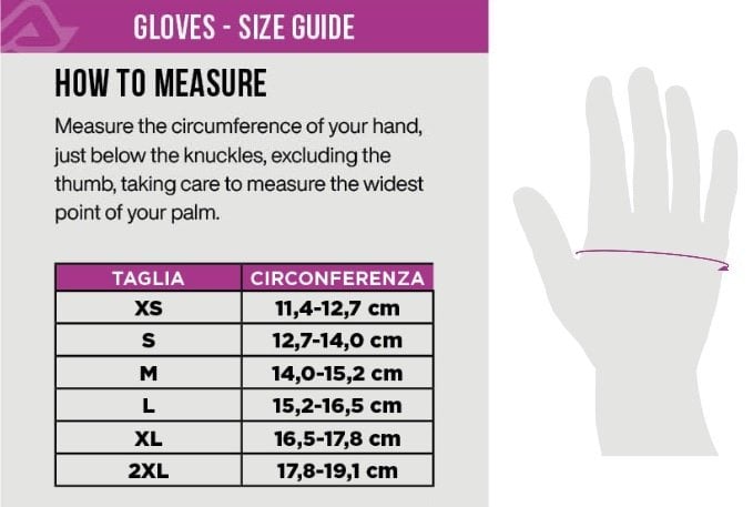 Acerbis kid gloves size chart