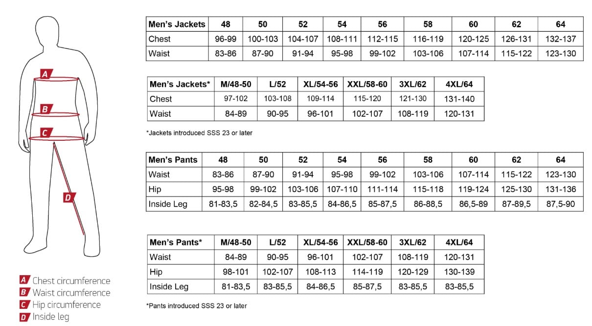 Dane men size chart