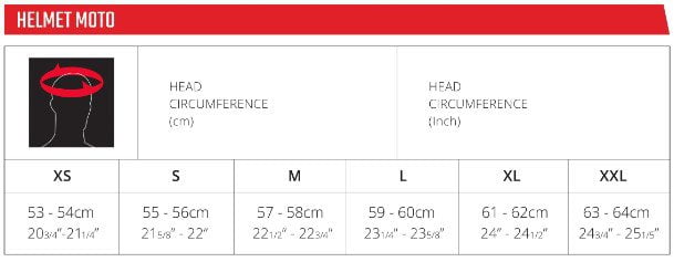 Leatt Moto helmet size chart