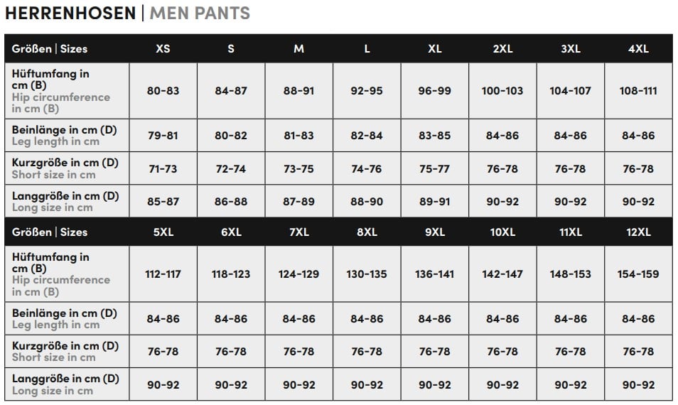 gms men size chart